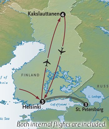 Helsinki to Lapland Map
