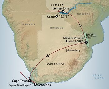 South Africa tour map