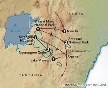 Kenya + Tanzania Safari Map