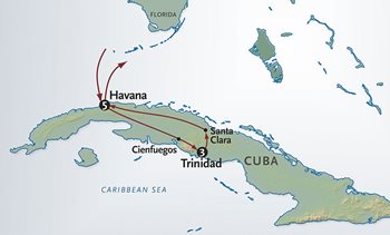 Escorted Cuban Tours Map