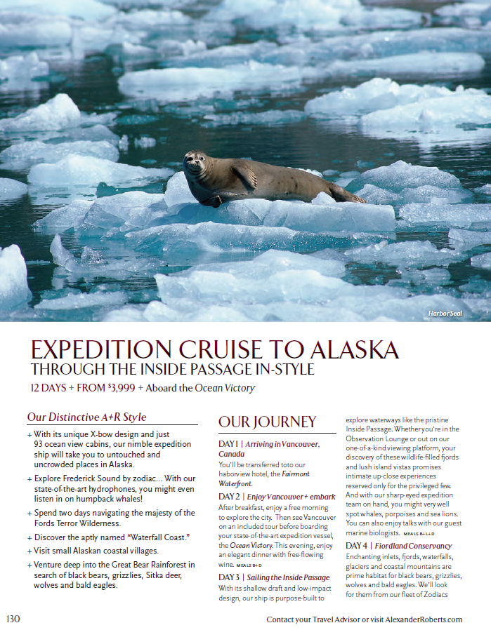 Alexander and Roberts Expedition Cruise to Alaska 13 Day Southbound